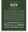 Rayn Personalized Name Meaning Art Prints – Name Stories