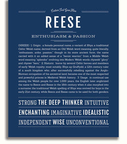 The Name Ree Reese Personalized Name Meaning Art Prints – Name Stories