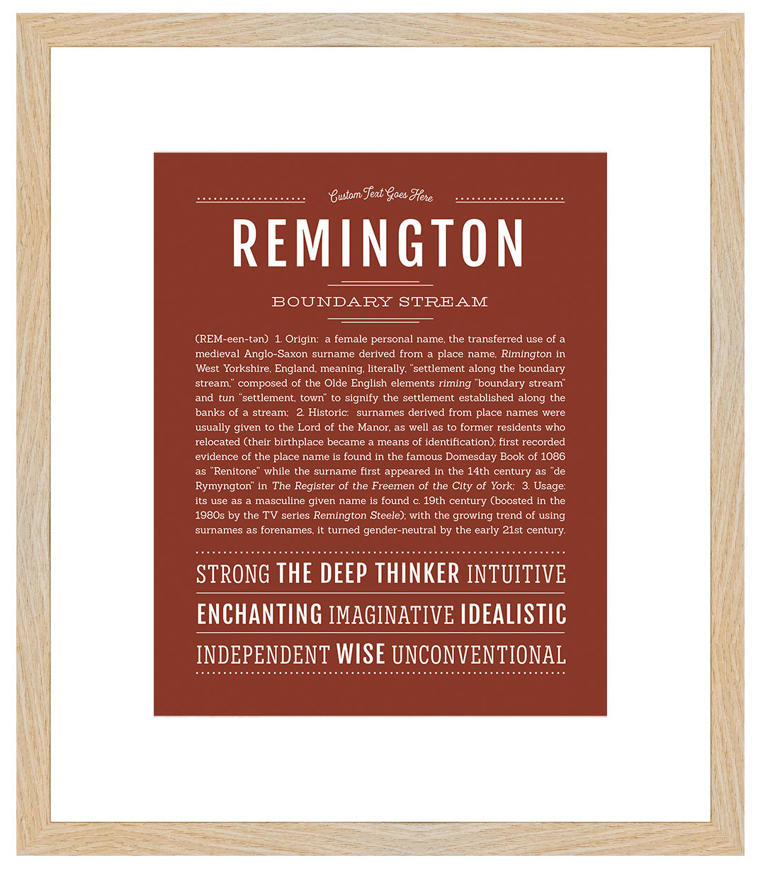 Remington (male) | Name Art Print