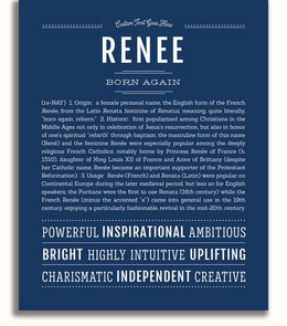 The Name Ree Renee Personalized Name Meaning Art Prints – Name Stories