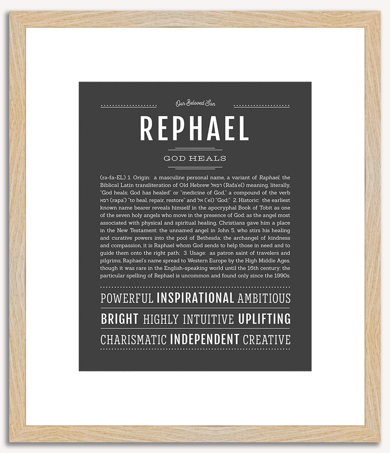 Raphael Name Trivet - 8x8 Inch Wood Frame With 6x6 Ceramic Tile - Yellow On Black Design