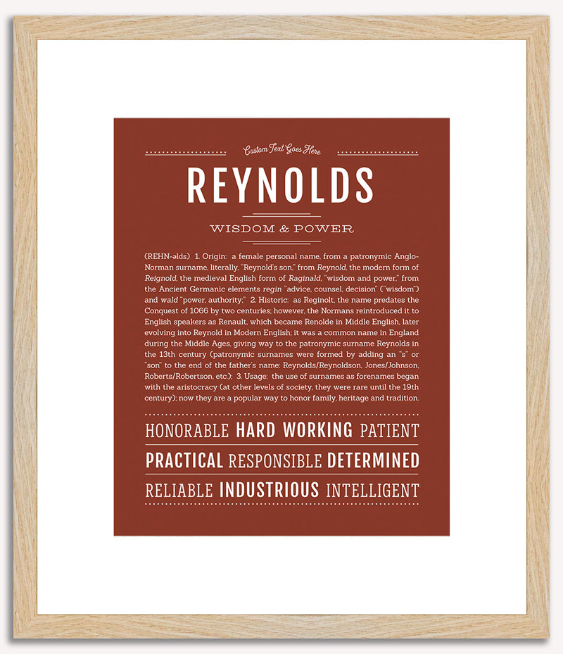 Reynolds (male) | Name Art Print