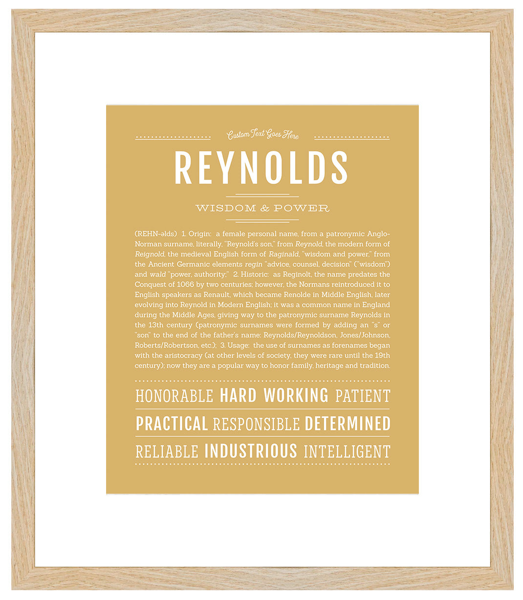 Reynolds (male) | Name Art Print