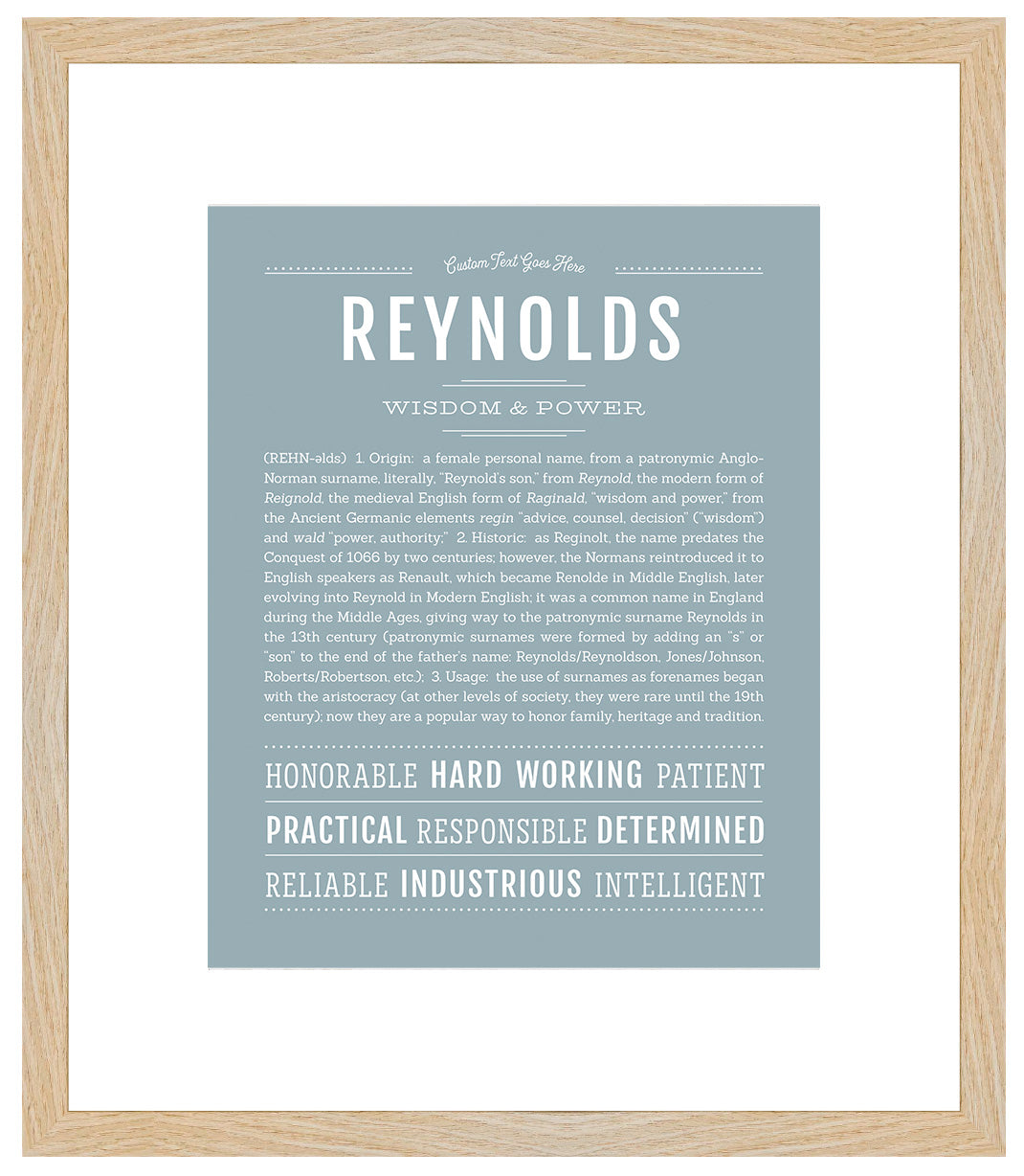 Reynolds (male) | Name Art Print