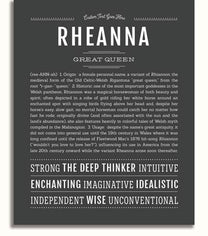 Rheanna Personalized Name Meaning Art Prints – Name Stories