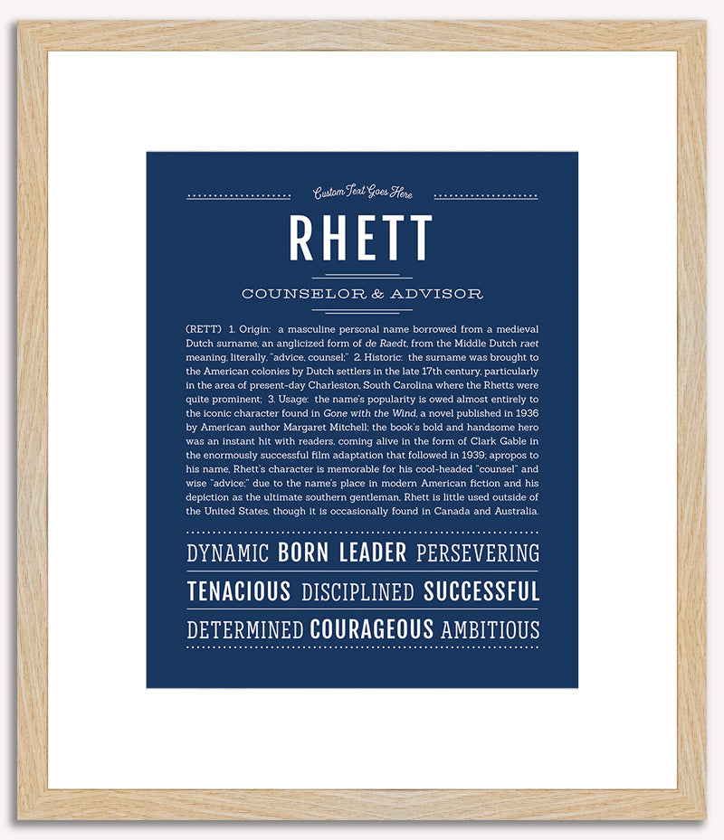 rhettのページです Rhett Personalized Name Meaning Art Prints – Name Stories