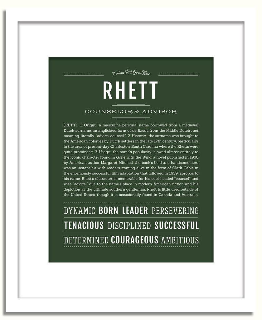 Rhett Personalized Name Meaning Art Prints – Name Stories
