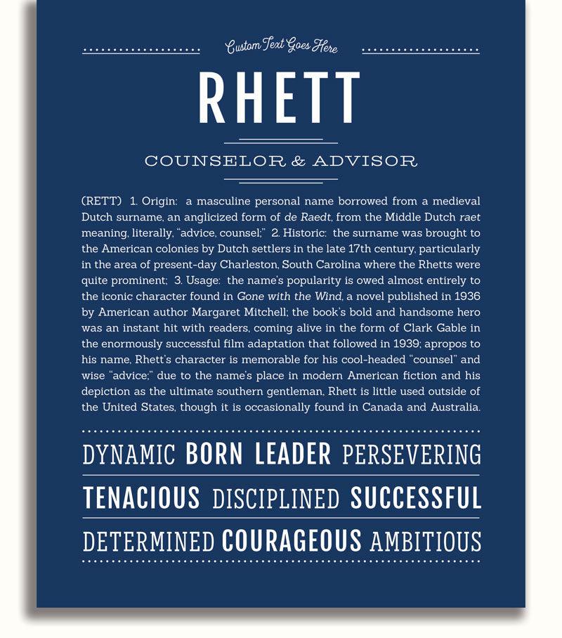 Rhett Personalized Name Meaning Art Prints – Name Stories