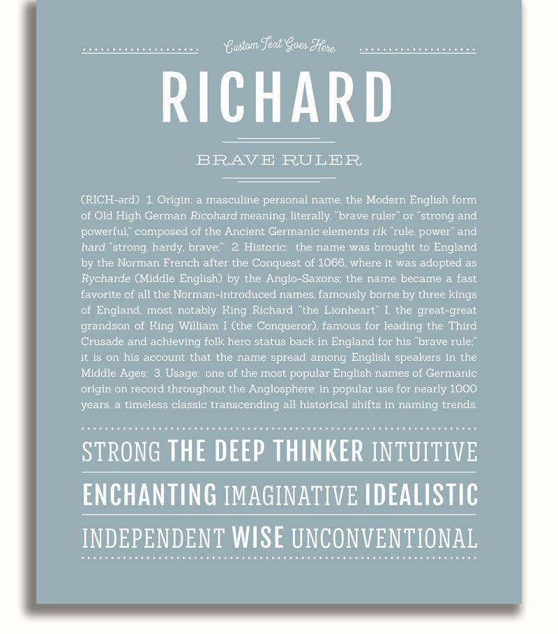 Richard Personalized Name Meaning Art Prints Name Stories Richard Personalized Name Meaning Art Prints Name Stories