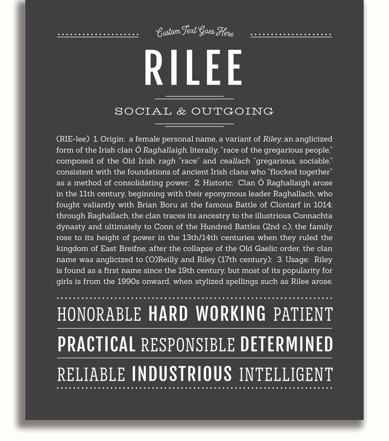 Rilee Personalized Name Meaning Art Prints – Name Stories