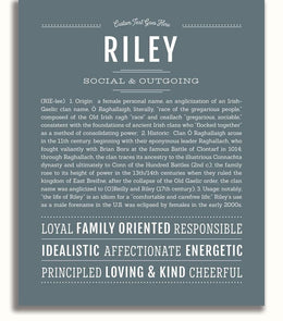 Riley Personalized Name Meaning Art Prints – Name Stories