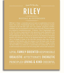 Riley Personalized Name Meaning Art Prints – Name Stories