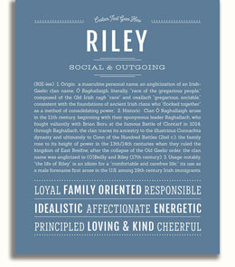 Riley Personalized Name Meaning Art Prints – Name Stories