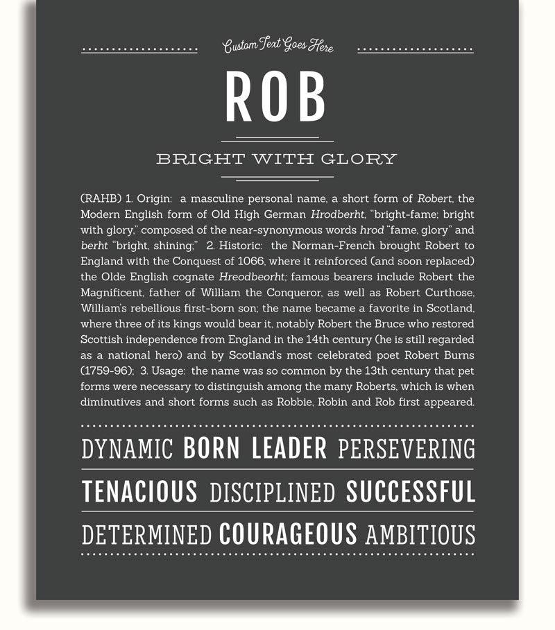 Rob Personalized Name Meaning Art Prints – Name Stories