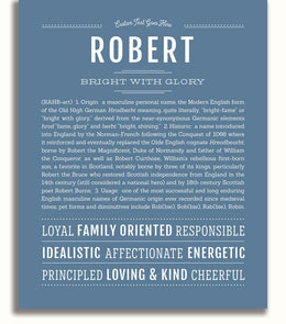 Robert Name Led Robert Personalized Name Meaning Art Prints – Name Stories
