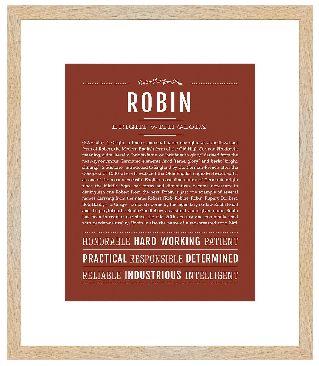 Robin (female) | Name Art Print