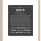 Robin (female) | Name Art Print