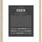 Robin (male) | Name Art Print