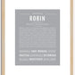 Robin (female) | Name Art Print