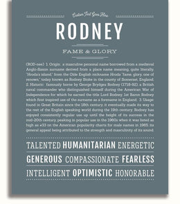Rodney Name Rodney Personalized Name Meaning Art Prints – Name Stories