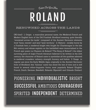 Roland Personalized Name Meaning Art Prints – Name Stories