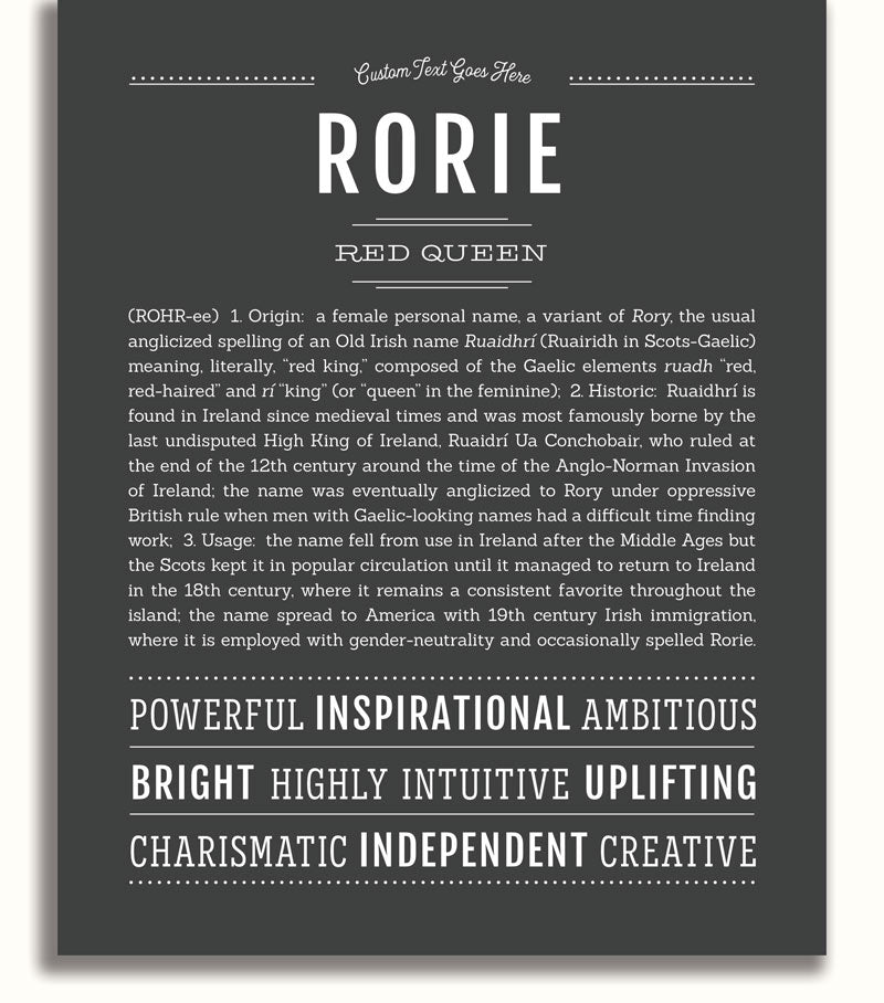Karol Rorie Rorie Personalized Name Meaning Art Prints – Name Stories