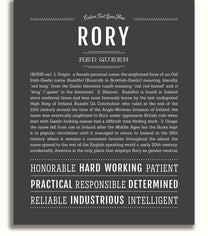 Rory Personalized Name Meaning Art Prints – Name Stories