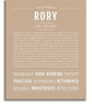 Rory Personalized Name Meaning Art Prints – Name Stories