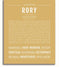 Rory Personalized Name Meaning Art Prints – Name Stories