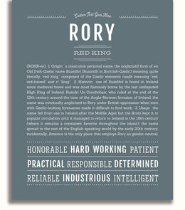 Rory Personalized Name Meaning Art Prints – Name Stories