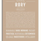 Rory Personalized Name Meaning Art Prints – Name Stories