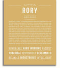 Rory Personalized Name Meaning Art Prints – Name Stories