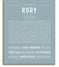 Rory Personalized Name Meaning Art Prints – Name Stories