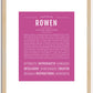 Rowen (female) | Name Art Print