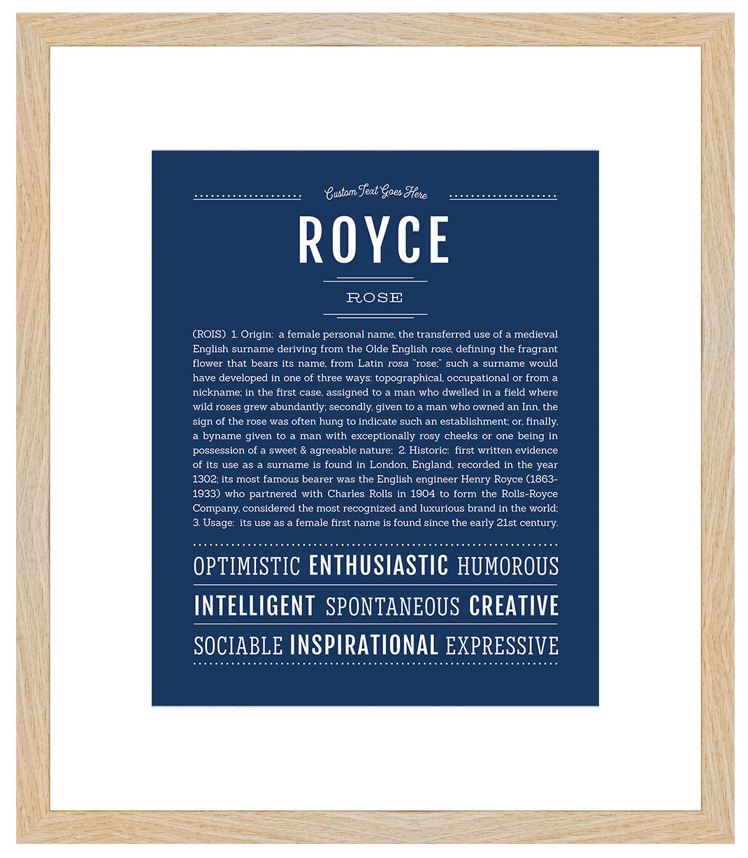 Royce (female) | Name Art Print