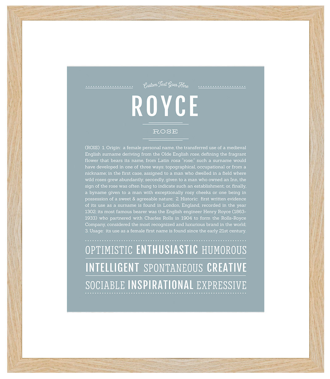 Royce (female) | Name Art Print