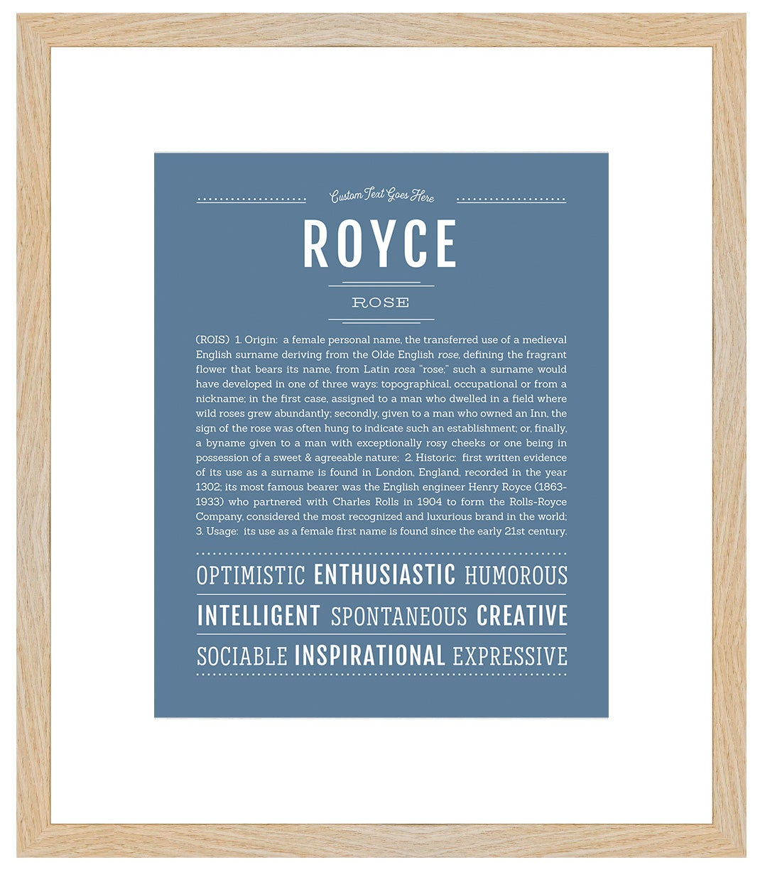 Royce (female) | Name Art Print