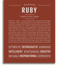 Ruby Personalized Name Meaning Art Prints – Name Stories