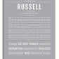 Russell Personalized Name Meaning Art Prints – Name Stories