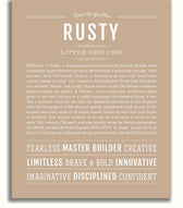 Rusty Personalized Name Meaning Art Prints – Name Stories