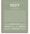Rusty Personalized Name Meaning Art Prints – Name Stories