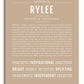 Rylee Personalized Name Meaning Art Prints – Name Stories