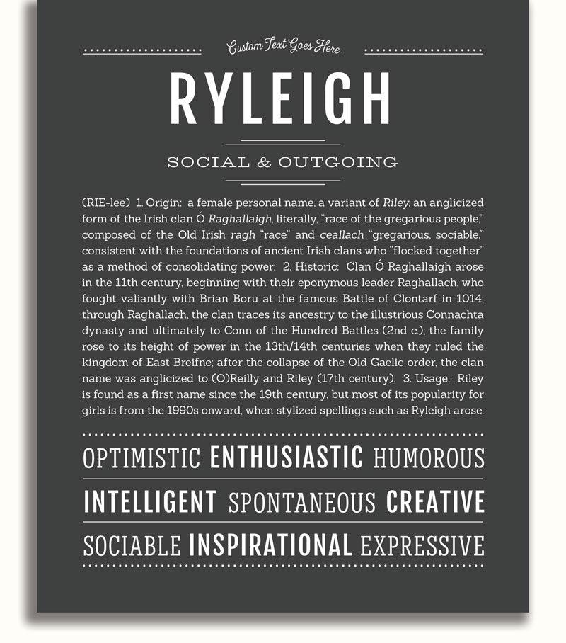 Ryleigh Personalized Name Meaning Art Prints – Name Stories