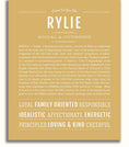 Rylie Personalized Name Meaning Art Prints – Name Stories