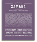 Samara Personalized Name Meaning Art Prints – Name Stories