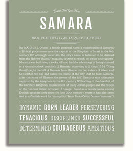 Samara Personalized Name Meaning Art Prints – Name Stories