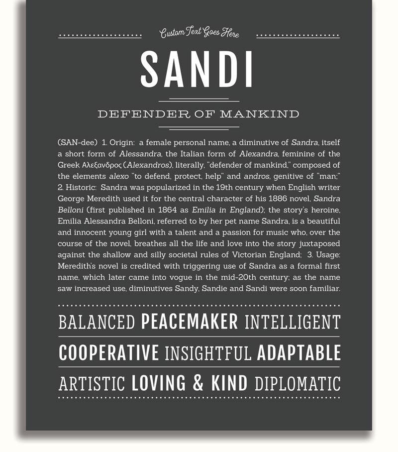 Sandi Personalized Name Meaning Art Prints – Name Stories