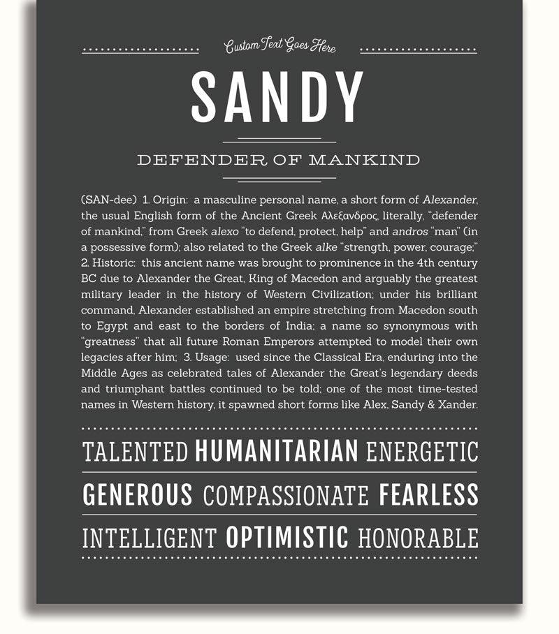 Sandy Personalized Name Meaning Art Prints – Name Stories