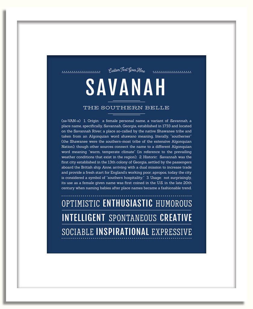 Savanah Personalized Name Meaning Art Prints – Name Stories