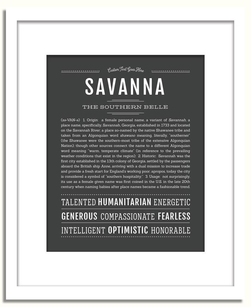 Savanna Personalized Name Meaning Art Prints – Name Stories